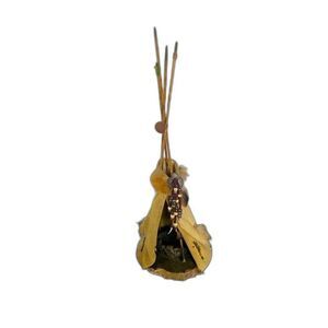 VTG NWT 1996 Handmade Leather and Fur Teepee Native American Display 20"